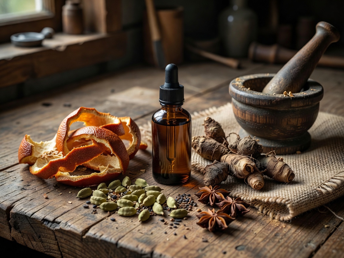 Bitters Bottles and Tinctures Setup
